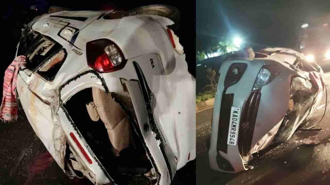 دھارواڑ: ٹرک سے بچنے کی کوشش میں کار ڈیوائیڈر سے ٹکرا کر پلٹ گئی، تین افراد ہلاک