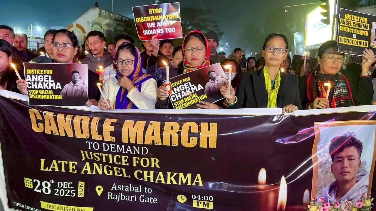 اینجل چکما قتل کیس میں انصاف کا مطالبہ، این ایس یو آئی نے جنتر منتر پر کینڈل مارچ نکالا